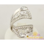 Серебряное женское кольцо с фианитами 380061с